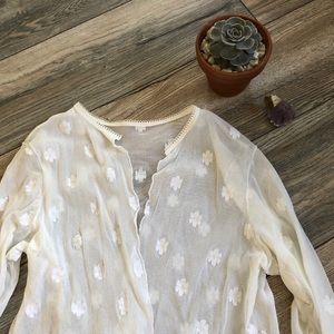 Sheer white sweater floral pattern